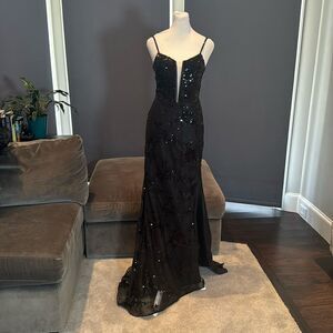 Women’s Black MermaidFit Sequins Party Prom Formal Dress LaceUp Back Size 2